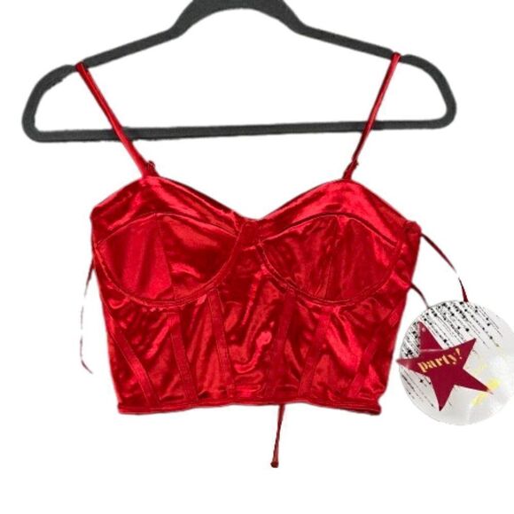 Mixed threads los angeles corset top satin red sz small NWT - Picture 1 of 9